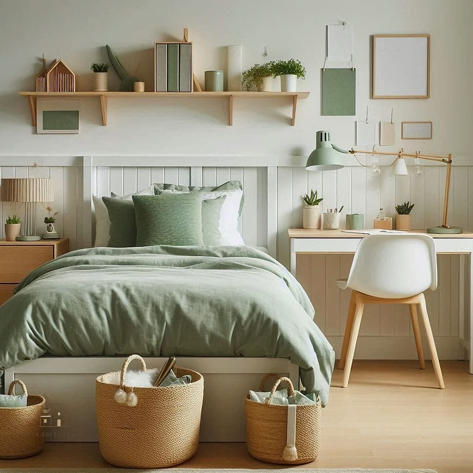 40 Dreamy Green Dorm Room Ideas to Try This Season 17 Sage Green Storage Bins Under the Bed
