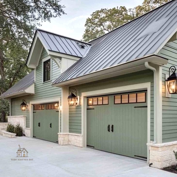 45 Chic Garage Painting Ideas for a Beautiful Home 6 Sage Green Cabinetry