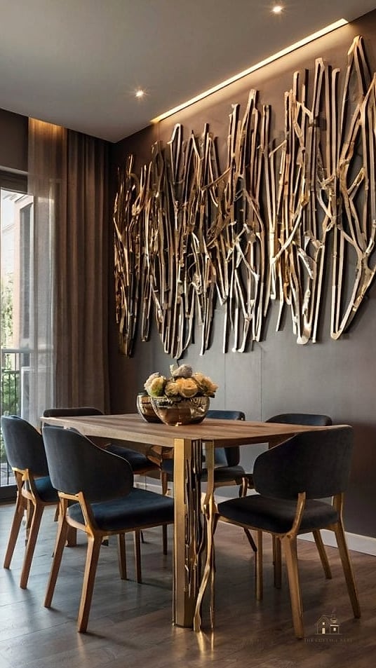 25 Stunning Dining Room Accent Wall Ideas You'll Absolutely Love 19 Sculptural Wall Art Panels