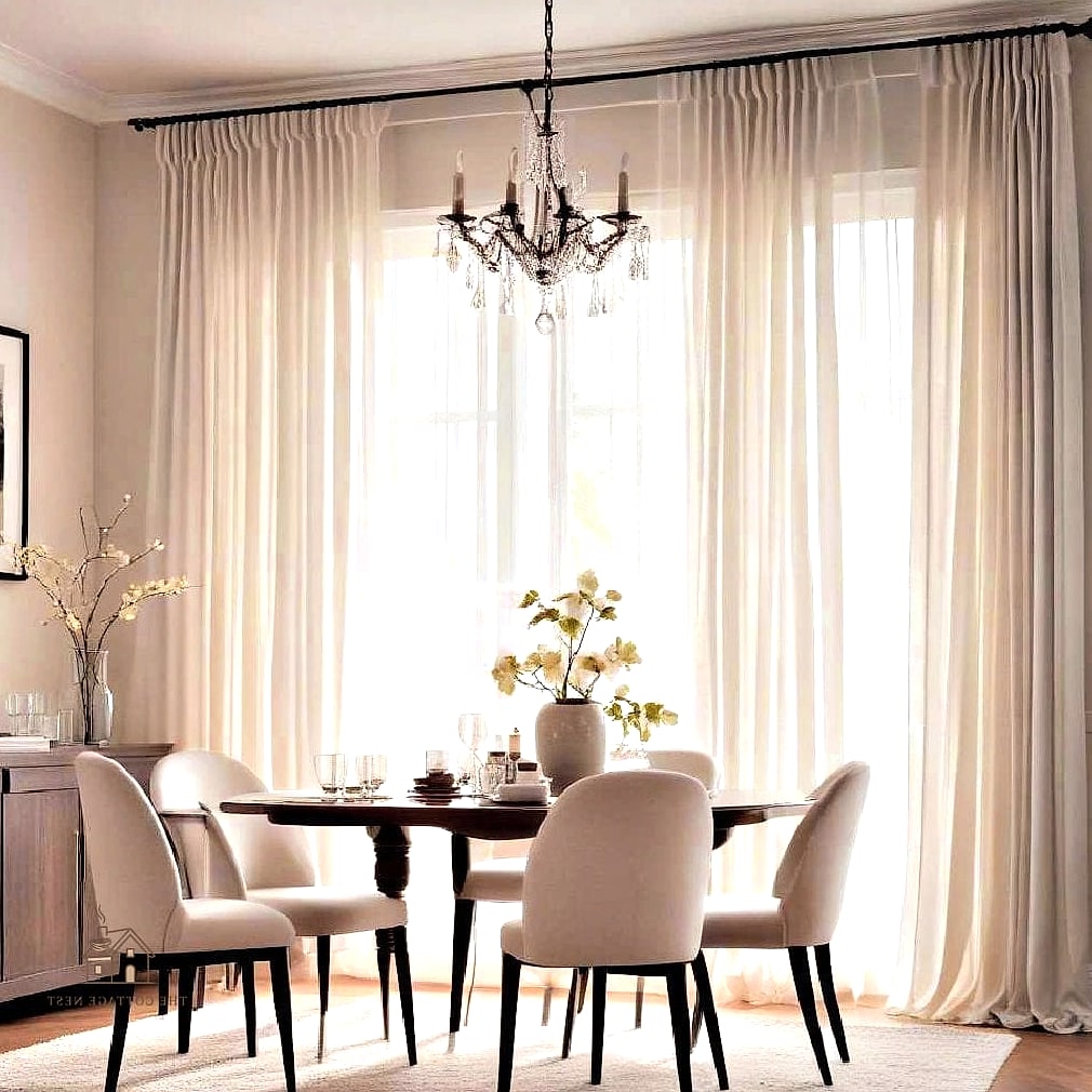 30 Amazing Dining Room Window Treatments on a Budget 25 Sheer Curtains with a Colored Border