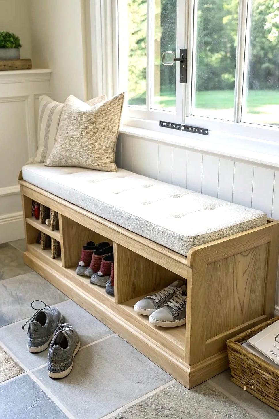Shoe Storage in a Window Seat