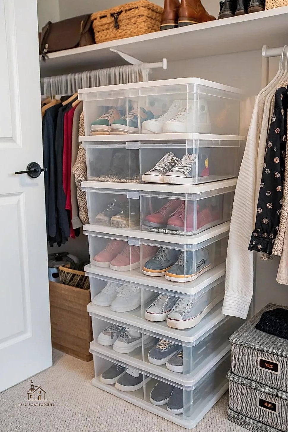 Shoe Storage Bins in a Closet System