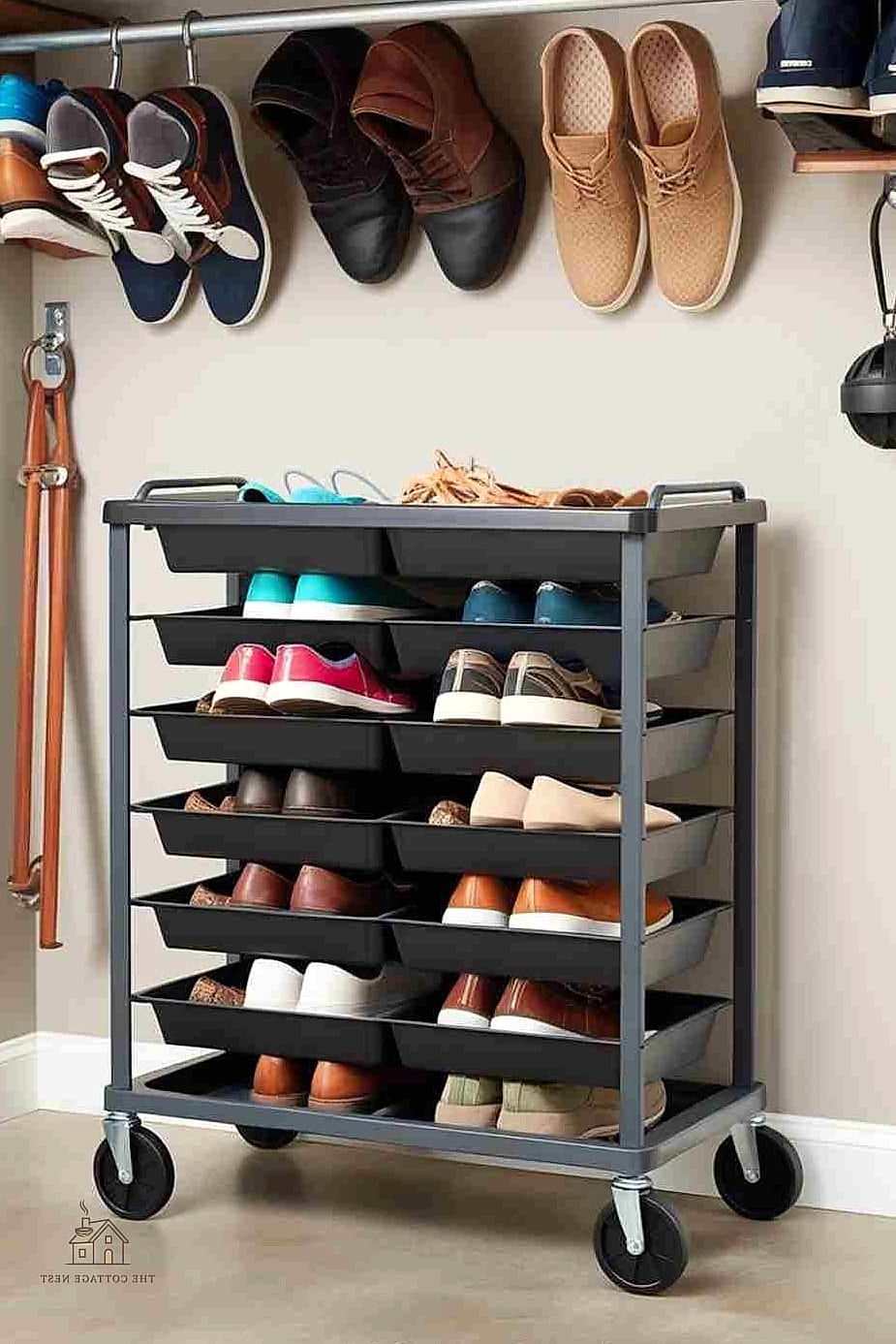 Shoe Storage Cart on Wheels