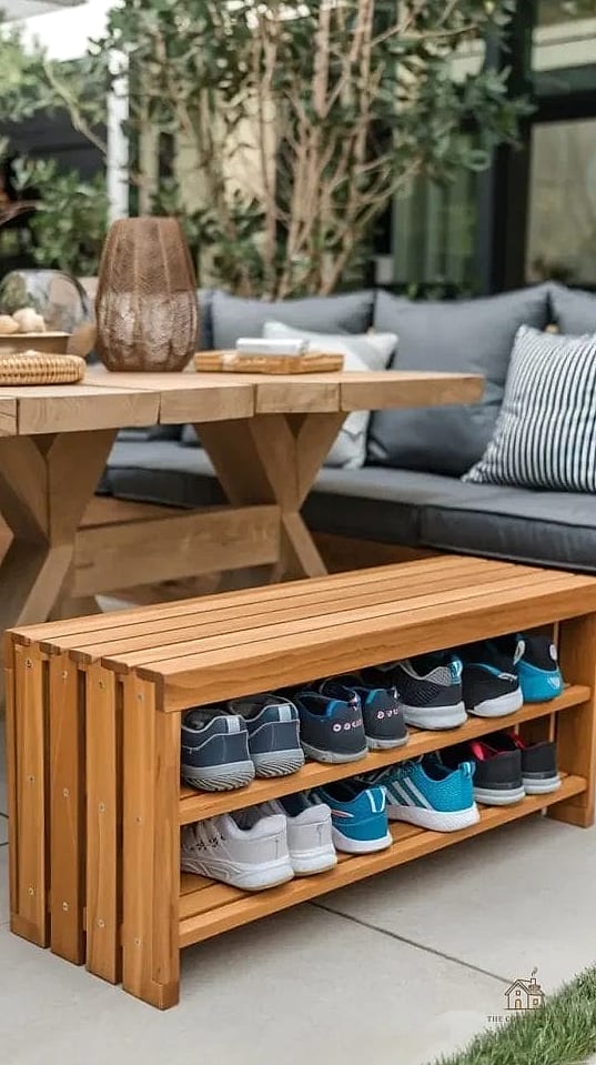 35 Chic Shoe Storage Ideas For Small Garages for a Beautiful Home 35 Shoe Storage With Built-In Bench Seat and Coat Hooks