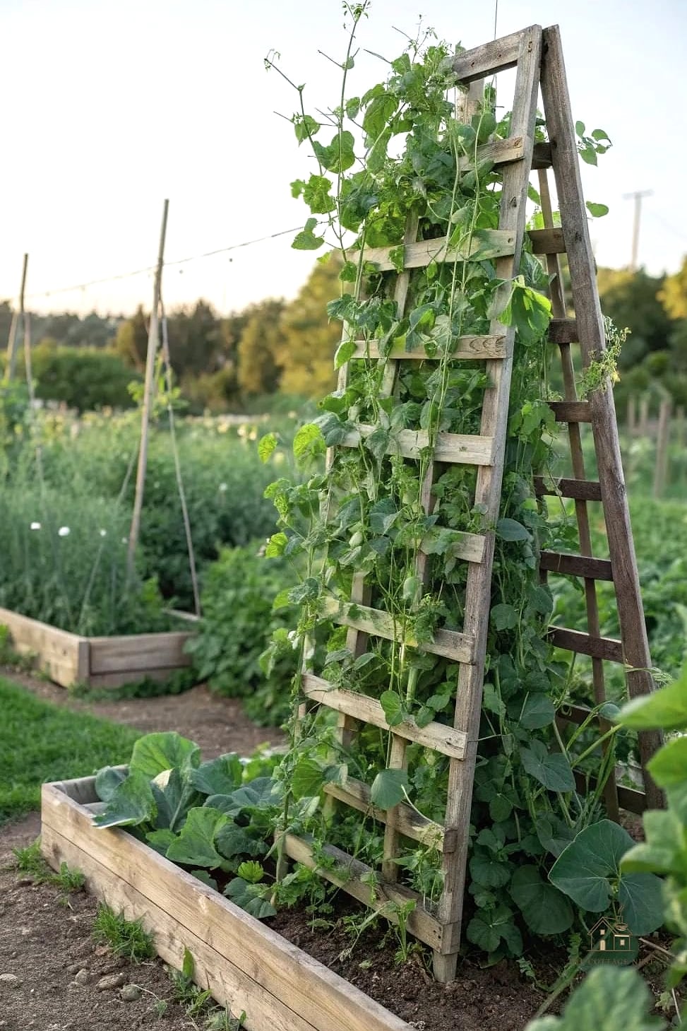 Simple Wood Ladder Trellis