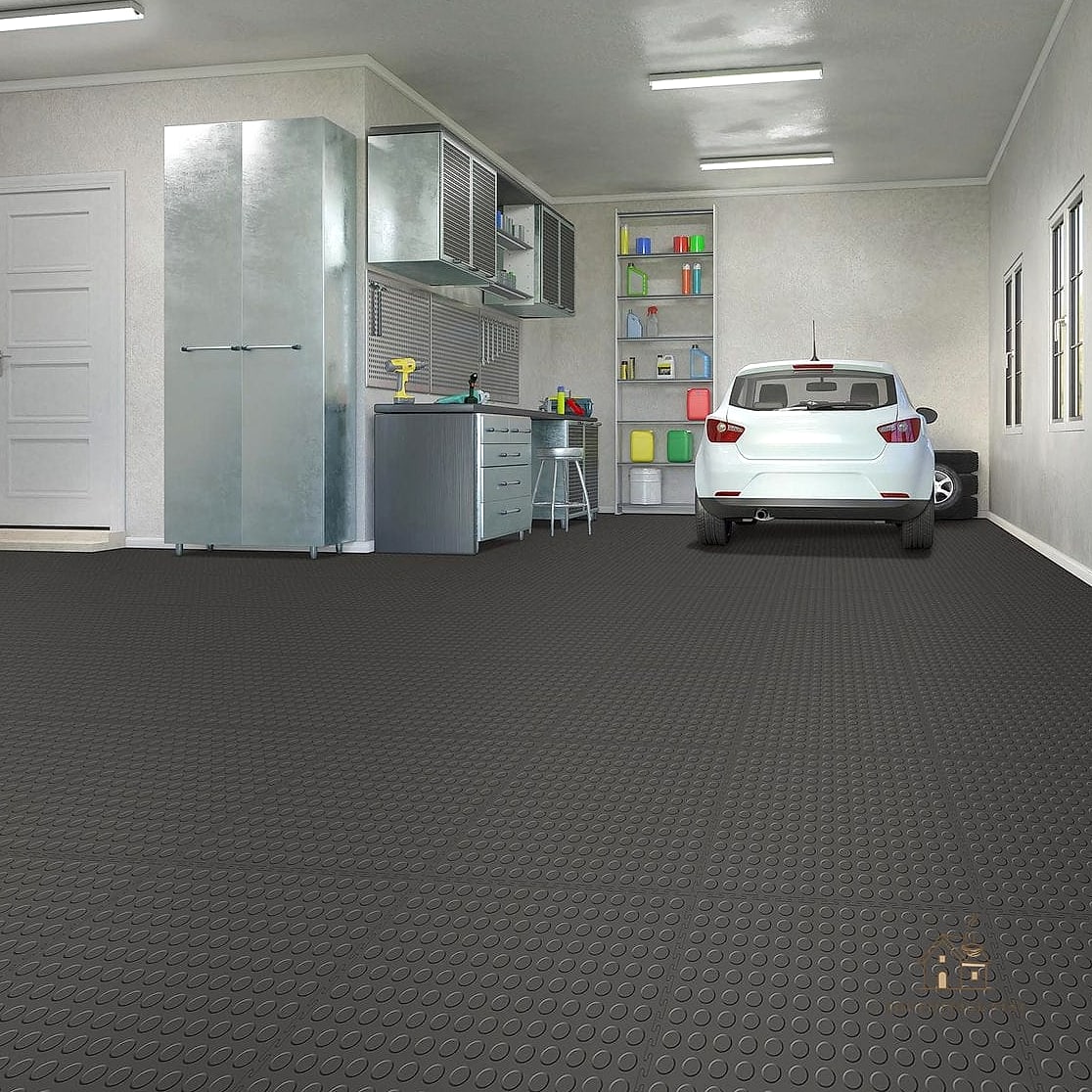 35 Chic Garage Floor Ideas for a Beautiful Home 31 Sisal-Look Rubber Tile