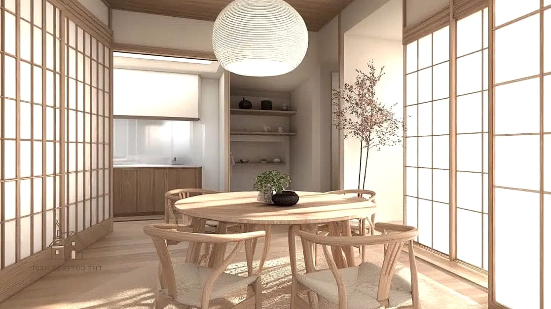 45 Gorgeous Japandi Dining Room Ideas That Are Totally Doable 11 Sliding Shoji-Inspired Screen