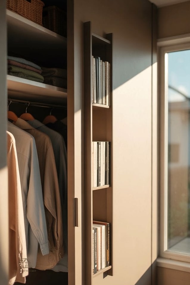 50 Dreamy No Closet Solutions Bedroom Small Spaces to Try This Season 40 Slim Bookshelf as a Nightstand and Storage