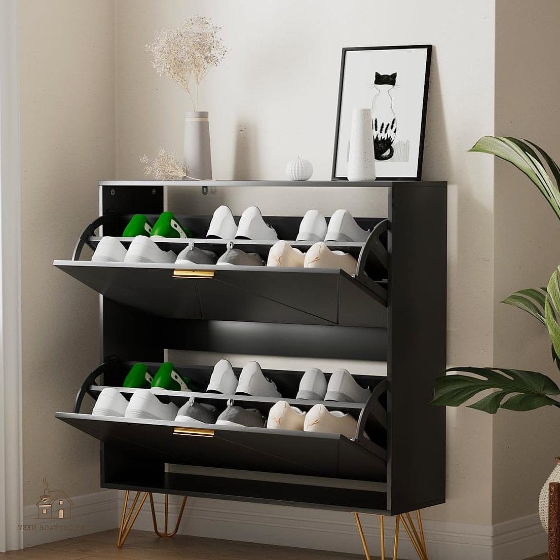40 Amazing Small Entryway Shoe Storage Ideas on a Budget 25 Slim Metal Shoe Rack with Mesh Shelves