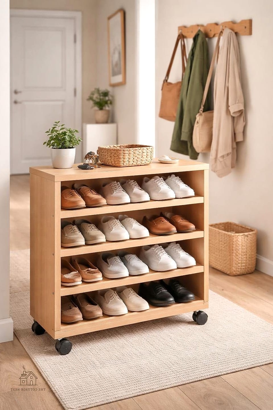 40 Amazing Small Entryway Shoe Storage Ideas on a Budget 12 Slim Rolling Shoe Cart