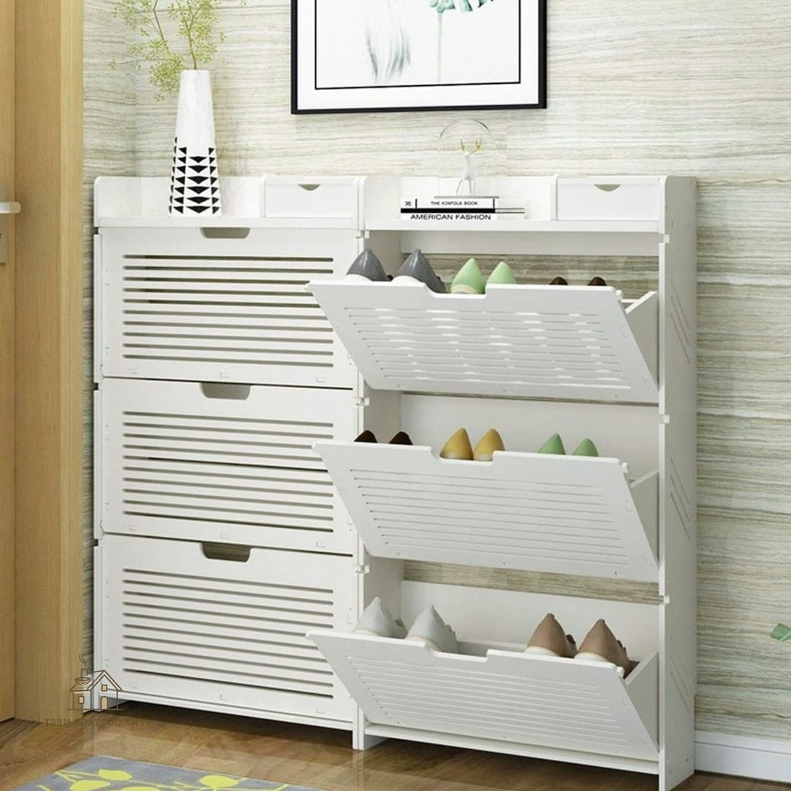 35 Chic Shoe Storage Ideas For Small Garages for a Beautiful Home 37 Slim Rolling Shoe Cabinet for Tight Spaces