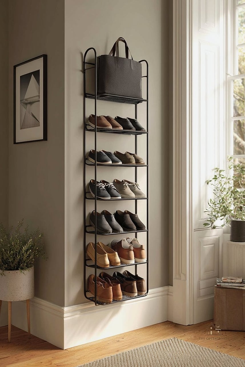 40 Amazing Small Entryway Shoe Storage Ideas on a Budget 2 Slim Vertical Shoe Rack Against the Wall