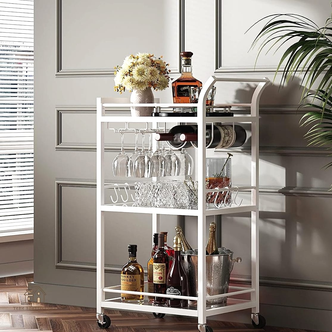 45 Stunning Small Entryway Ideas You'll Absolutely Love 33 A Small Bar Cart for Guests