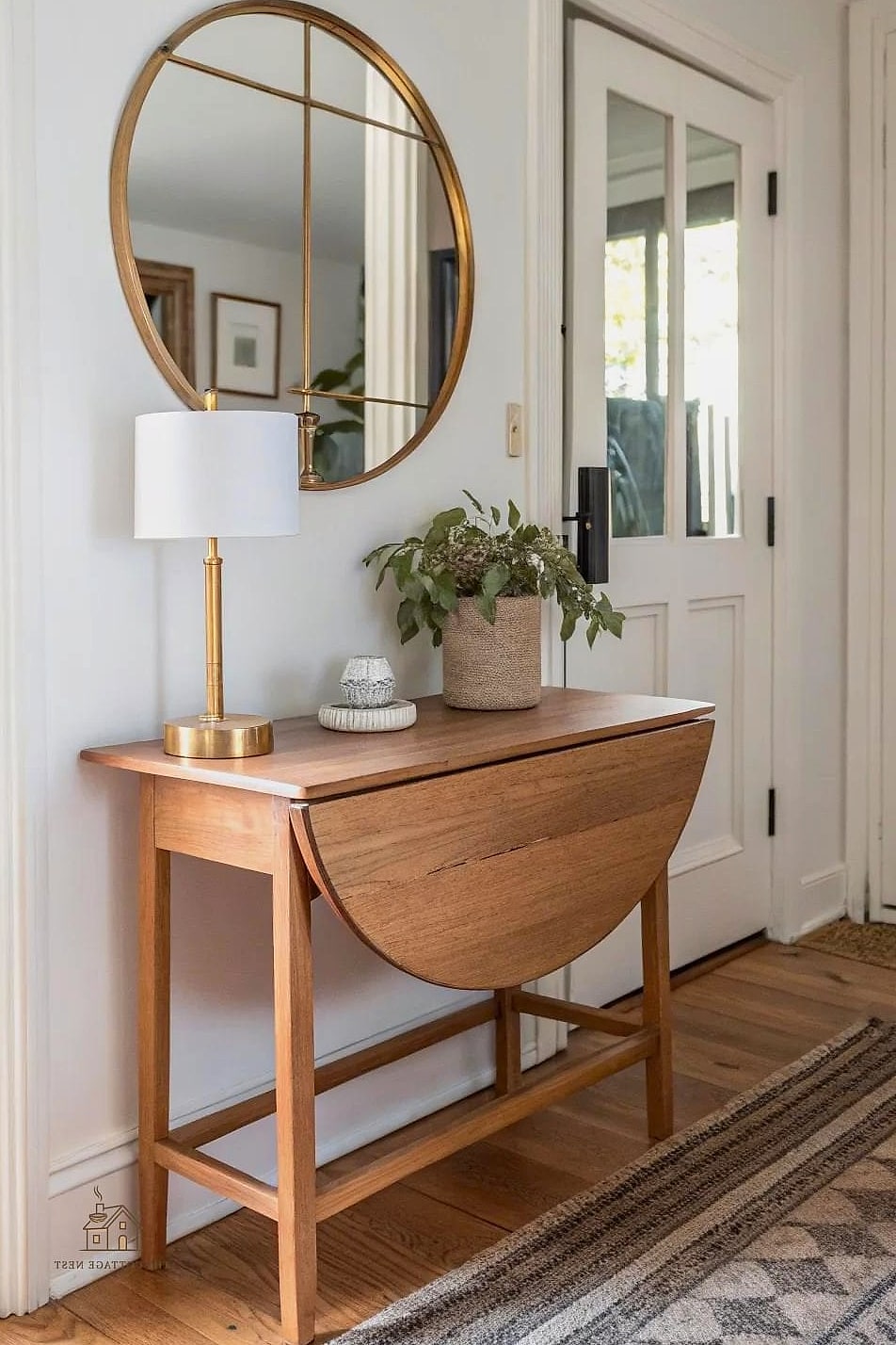 45 Stunning Small Entryway Ideas You'll Absolutely Love 16 A Small Drop-Leaf Table