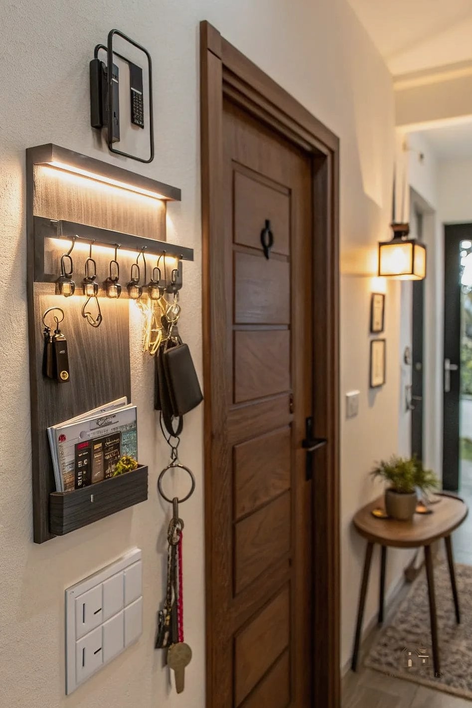 Small Entryway Cabinet with Hidden Hooks