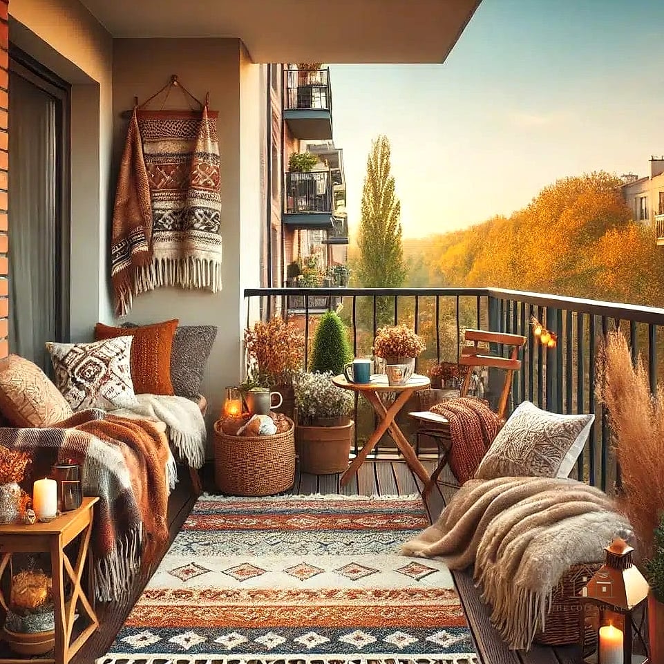 30 Cozy Fall Balcony Decor Apartment Worth Pinning 28 A Small Outdoor Pouf for Flexible Seating
