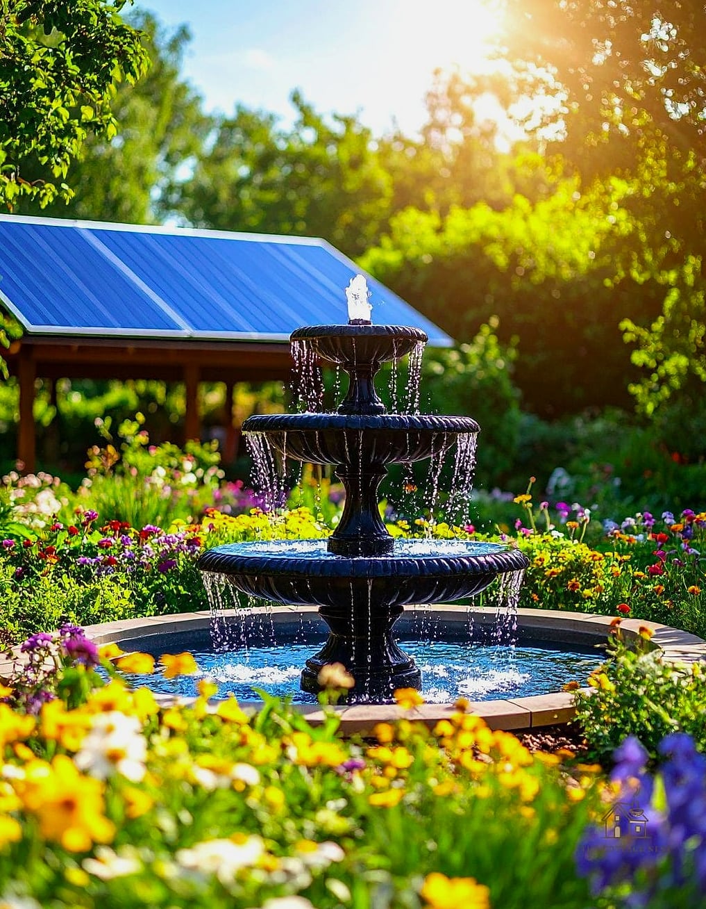 Solar Fountain in a Raised Garden Bed