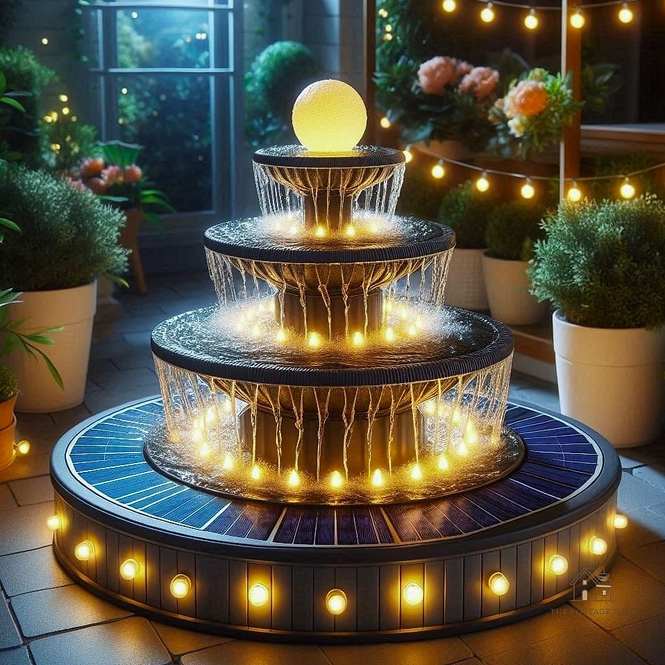 Solar Fountain with Built-In LED Lights