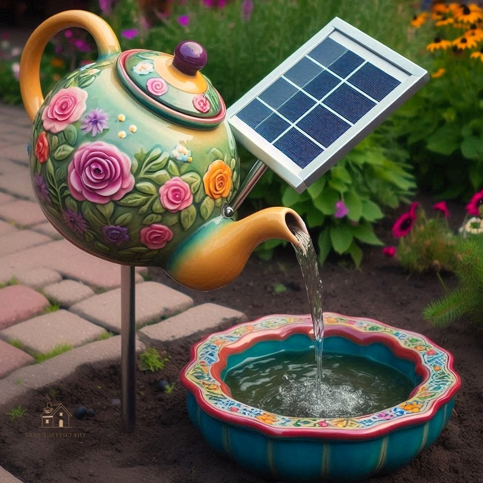 Solar Fountain in a Repurposed Teapot or Watering Can