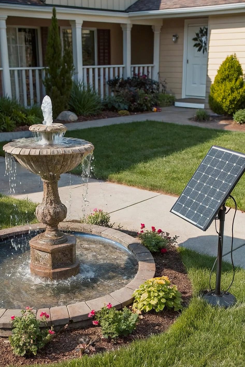 Solar Fountain as a Front Entry Feature