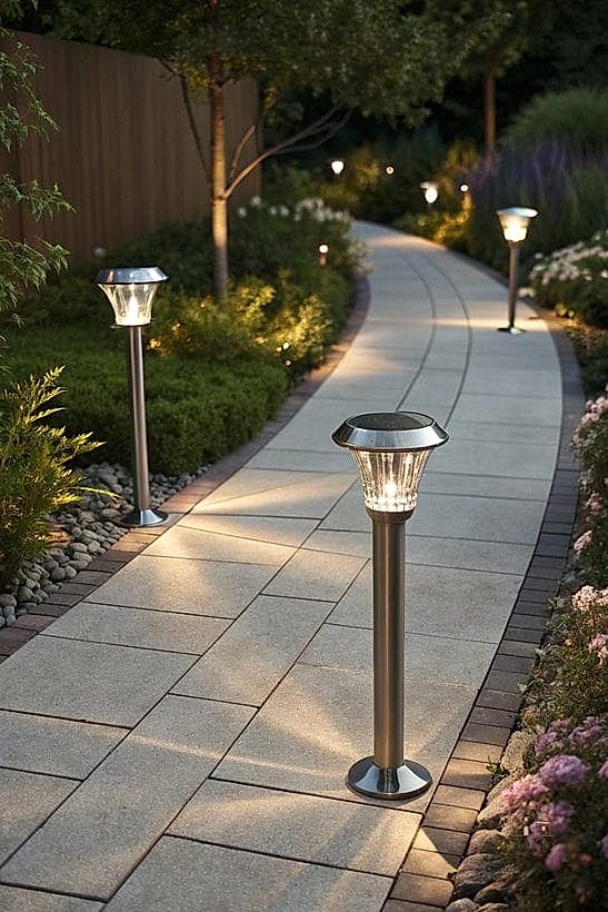 20 Cozy Driveway Landscaping Ideas Worth Pinning 5 Solar Path Lights Along the Edge
