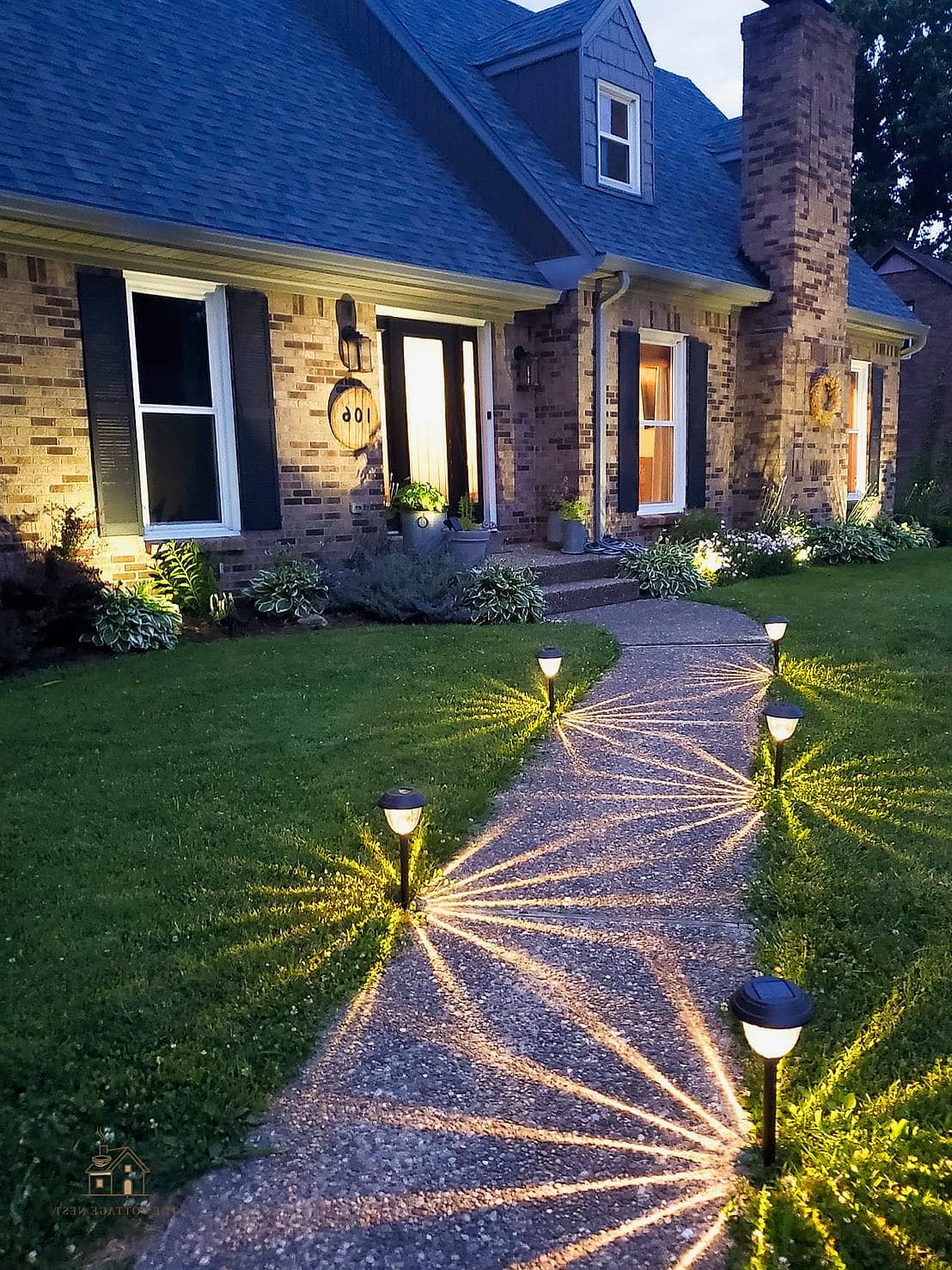 Solar Pathway Lights Along the Walkway