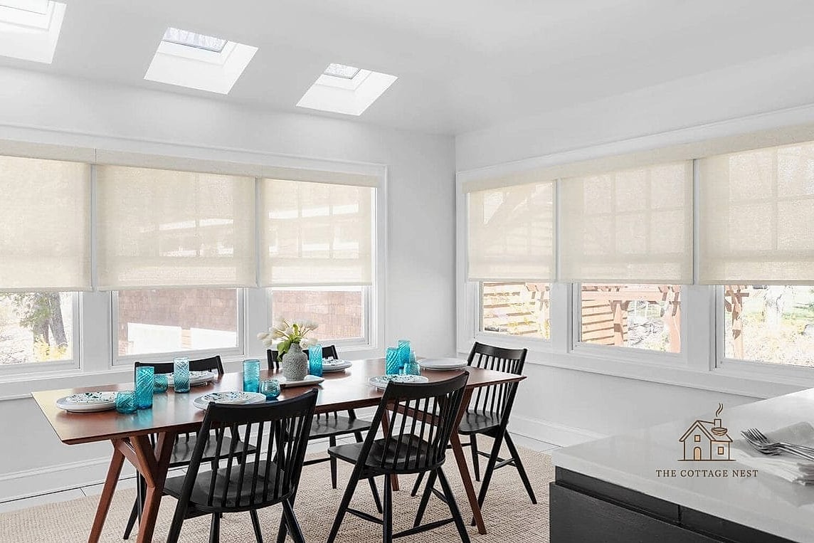 30 Amazing Dining Room Window Treatments on a Budget 21 Solar Shades for Sunny Dining Rooms