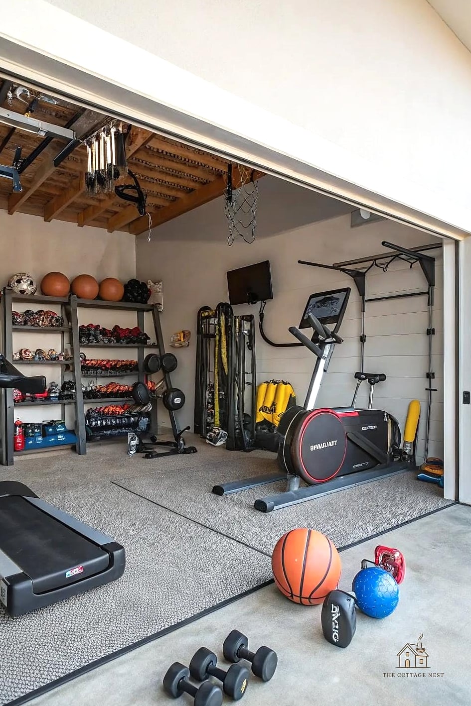 50 Beautiful Garage Gym Ideas to Transform Your Space 48 Sports Court Style Flooring