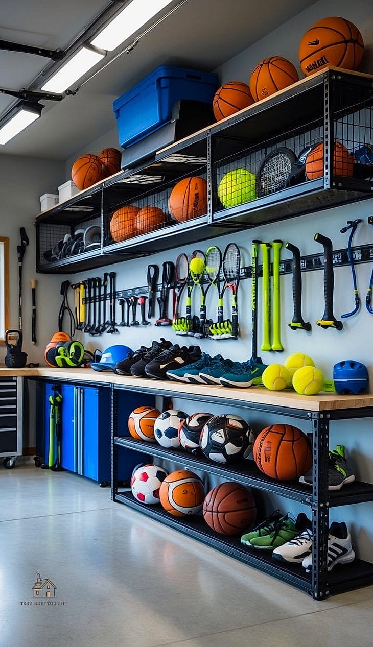 45 Stunning Garage Organization Ideas You'll Absolutely Love 29 Sports Equipment Wall with Cubbies
