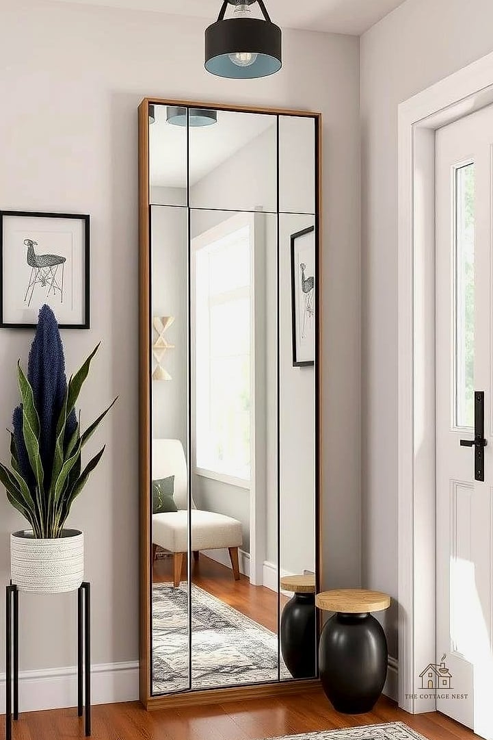 45 Creative Entryway Mirror Ideas That Will Inspire You 25 Square Mirror with Thin Brass Trim
