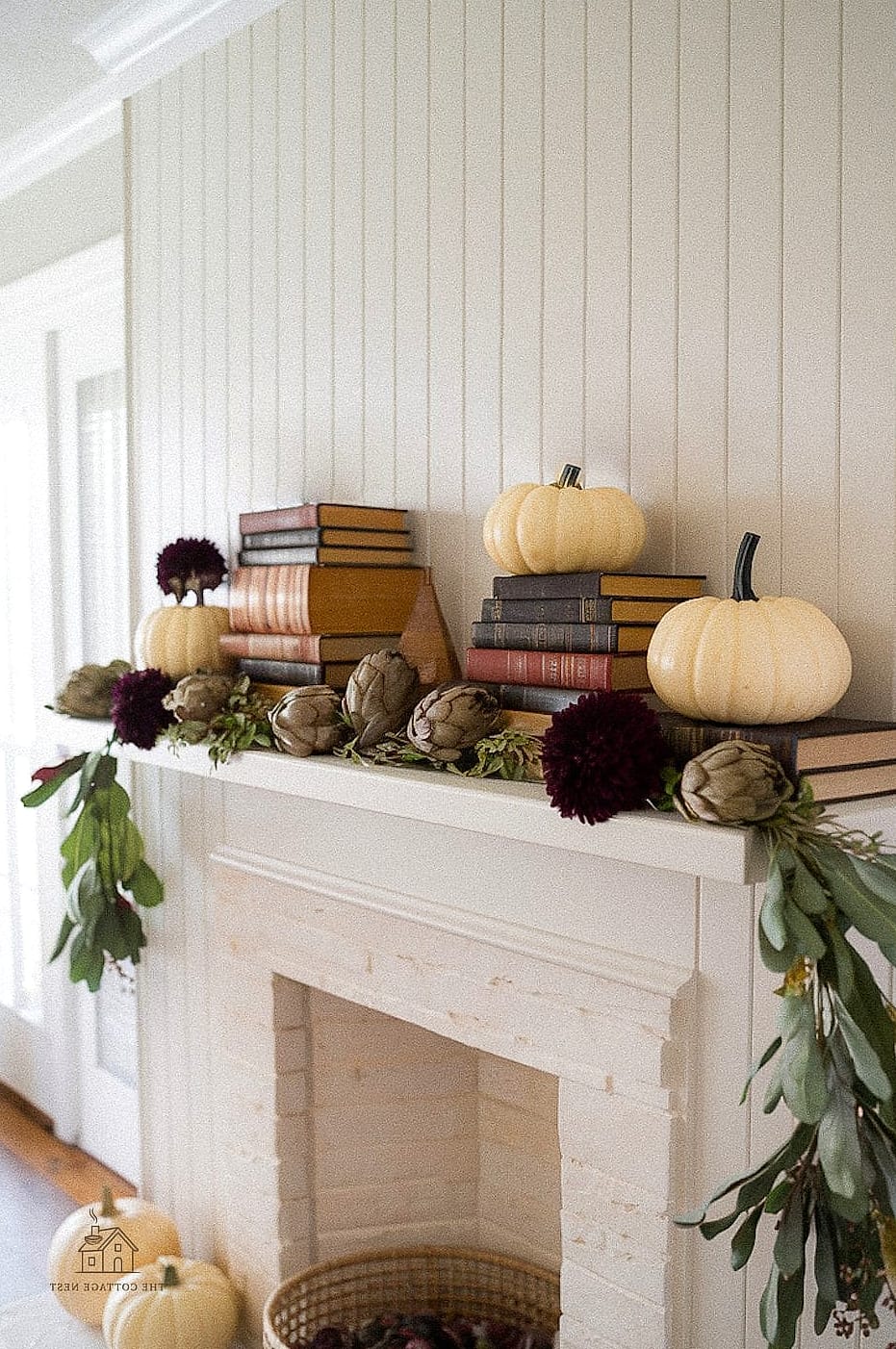 50 Amazing Fall Mantle Decor on a Budget 6 Stacked Books with Seasonal Accents