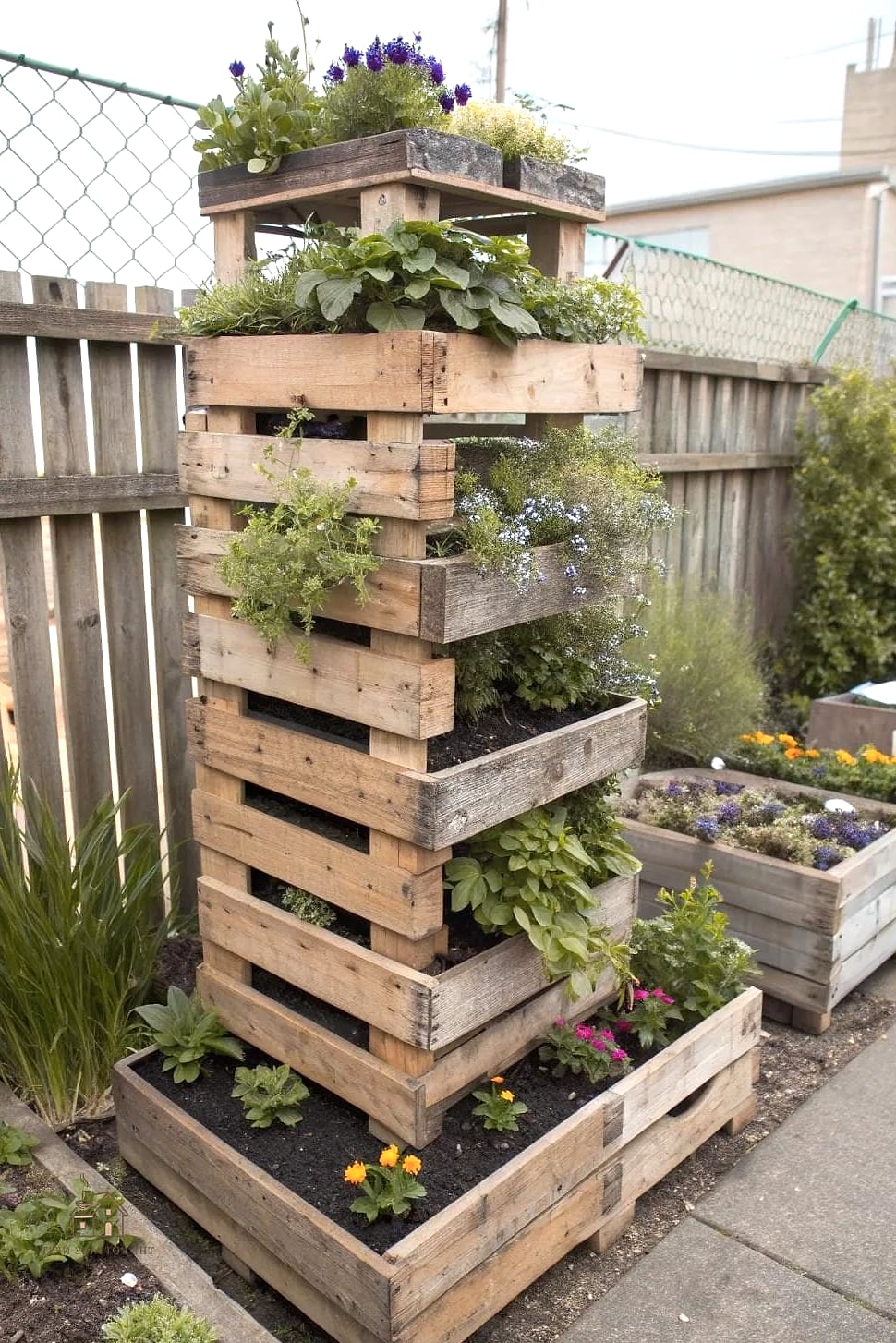 15 Stunning Garden Ideas For Small Spaces You'll Absolutely Love 14 Stacked Pallet Garden