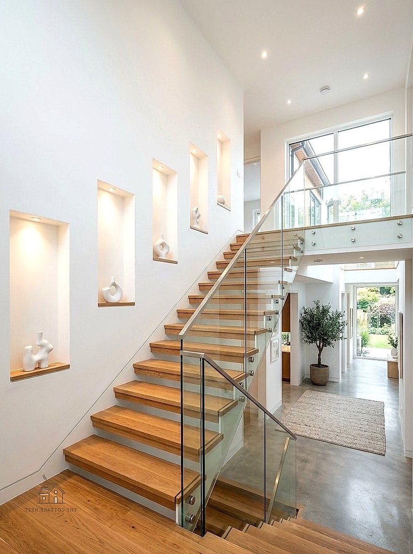50 Clever Staircase Lighting Ideas for Every Style 44 Staircase Niche Lighting