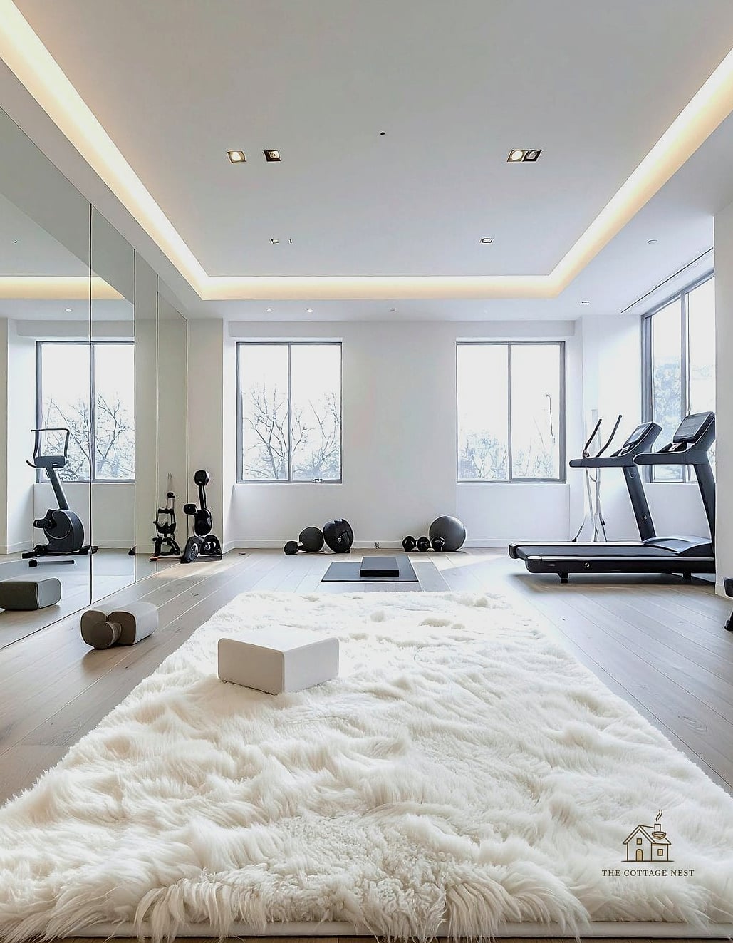 35 Stunning Home Gym Ideas Small Garage You'll Absolutely Love 20 Statement Rug for a Stretching Zone
