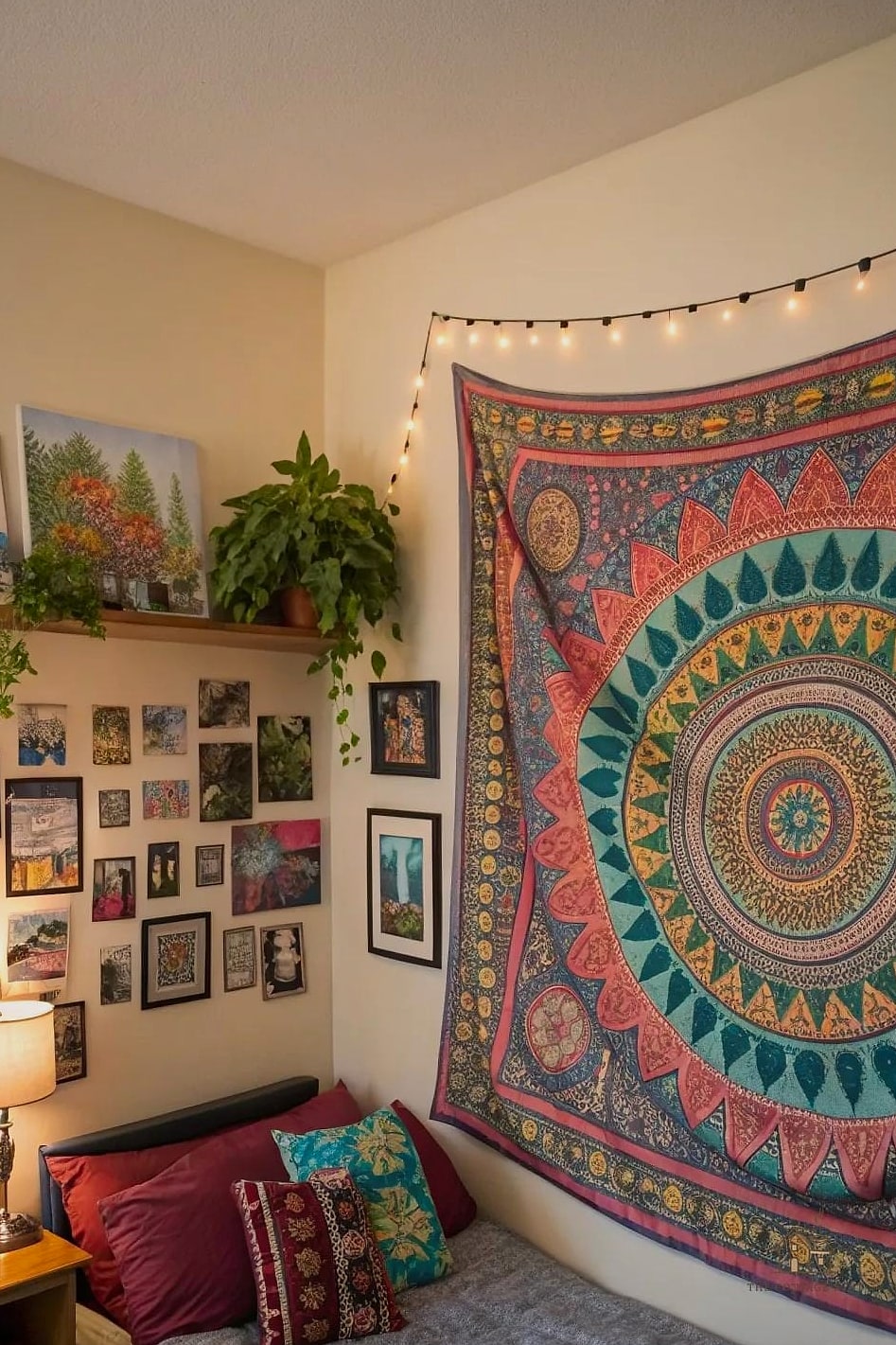 15 Chic Single Dorm Room Ideas for a Beautiful Home 11 A Statement Tapestry or Fabric Wall Hanging