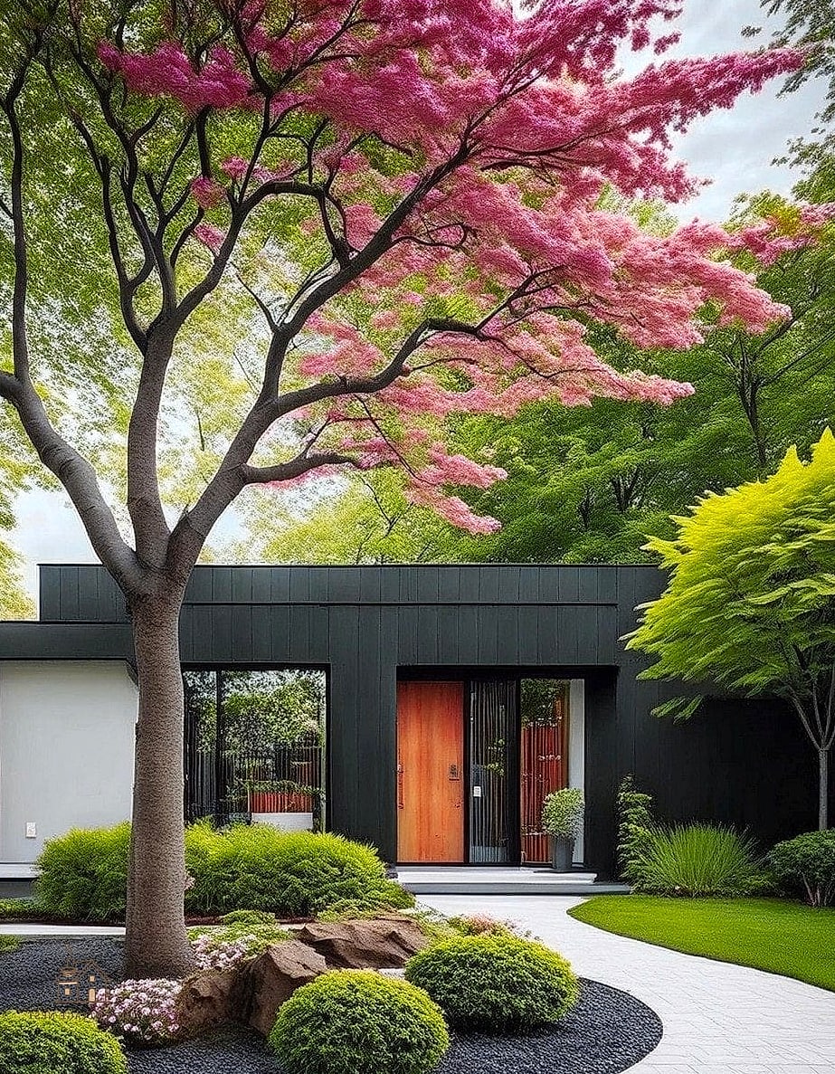 45 Gorgeous Front Yard Garden Ideas That Are Totally Doable 5 A Statement Tree as a Focal Point
