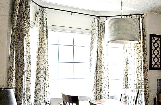 30 Amazing Dining Room Window Treatments on a Budget 19 Stenciled Curtain Panels