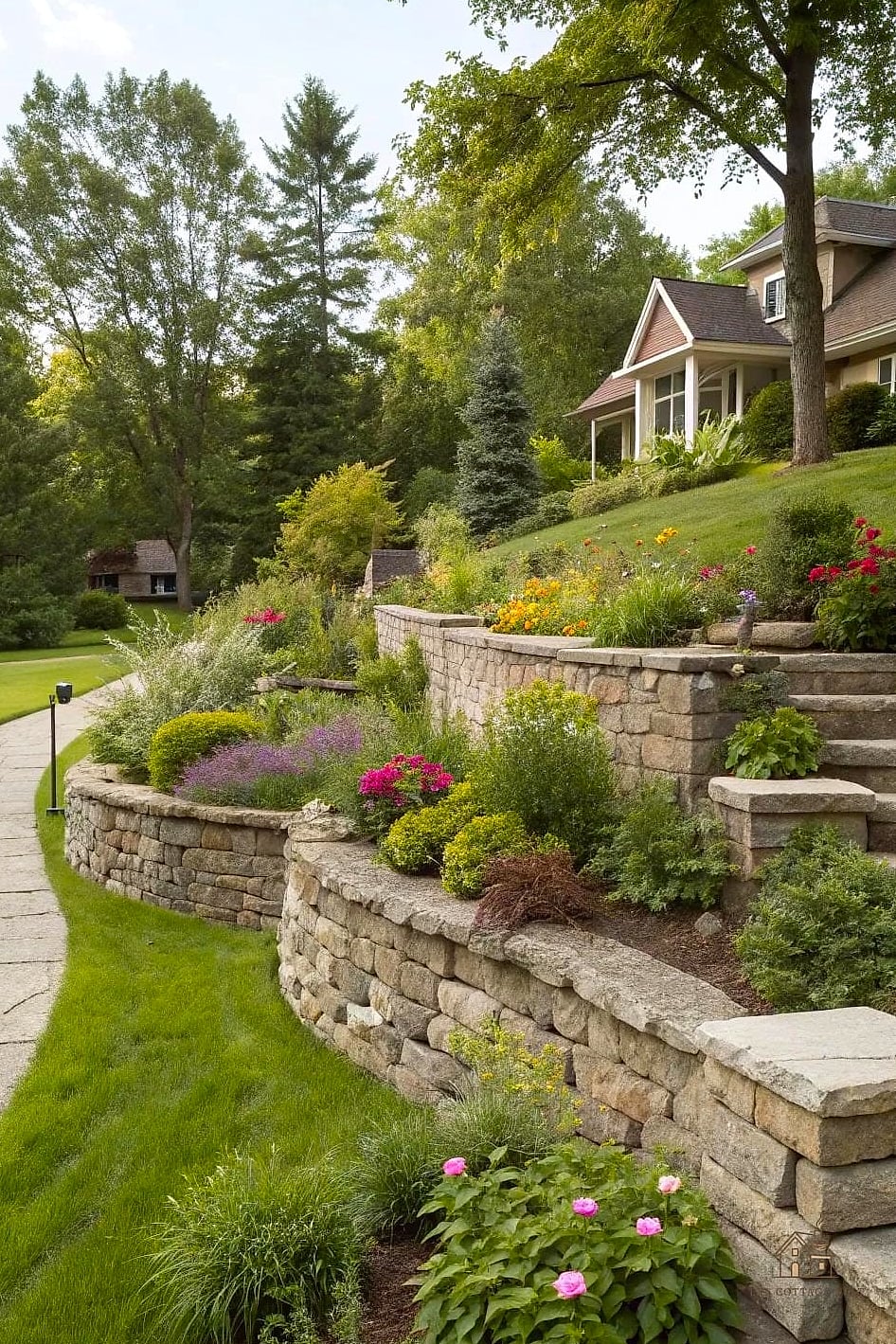 Stone Retaining Walls on a Slope