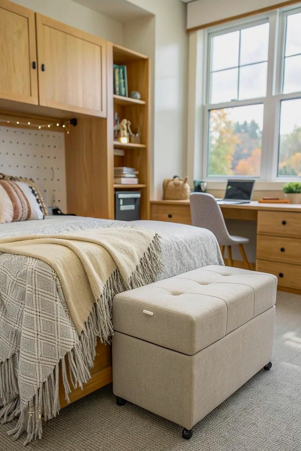 50 Amazing College Dorm Room Ideas on a Budget 22 Storage Ottoman