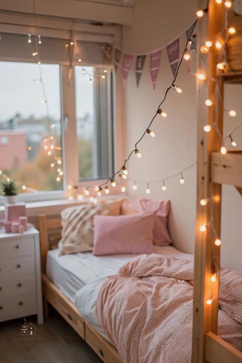 15 Chic Single Dorm Room Ideas for a Beautiful Home 6 String Lights or a Warm Lamp Instead of Overhead Lighting