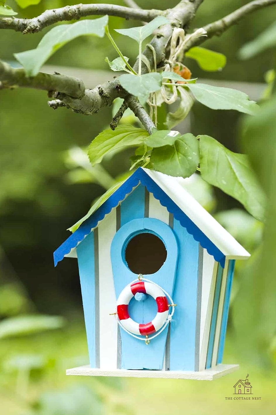 15 Chic Bird House Painting Ideas for a Beautiful Home 14 Striped Nautical Pattern