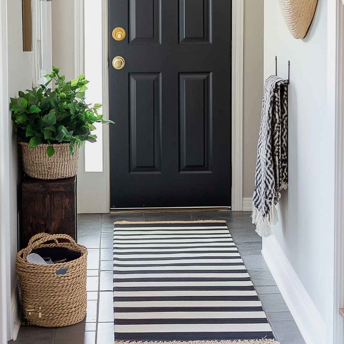 30 Clever Entryway Rug Ideas for Every Style 7 Striped Runner for a Narrow Hallway Entry