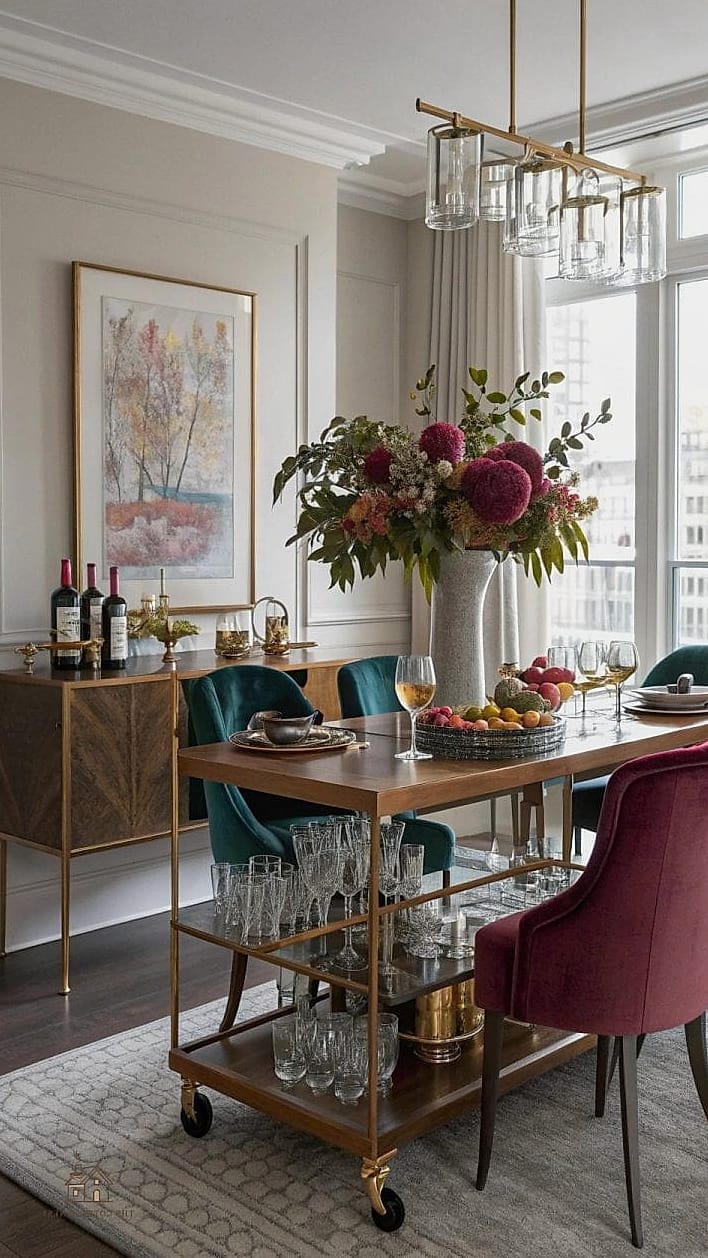 30 Amazing Dining Room Decor Ideas on a Budget 29 Style a Bar Cart as Decor