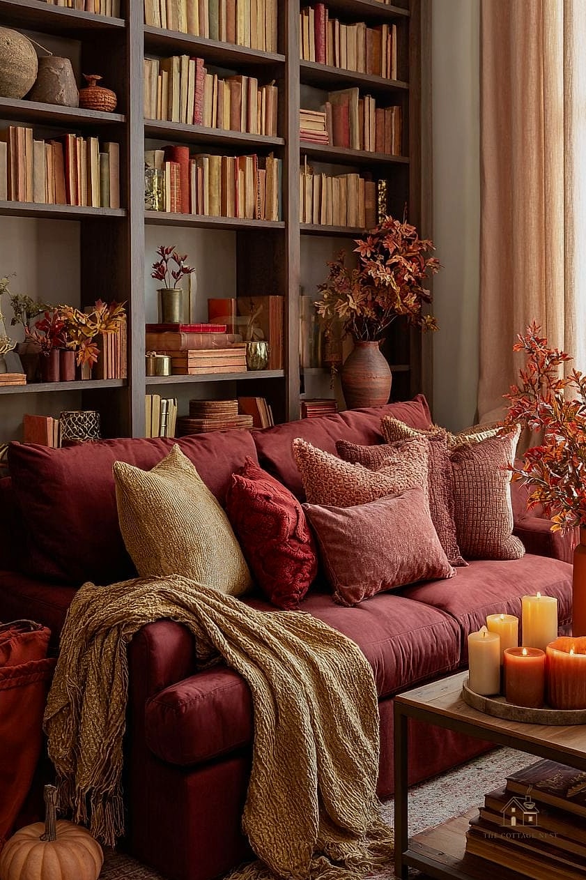 Style Bookshelves with Warm-Toned Baskets