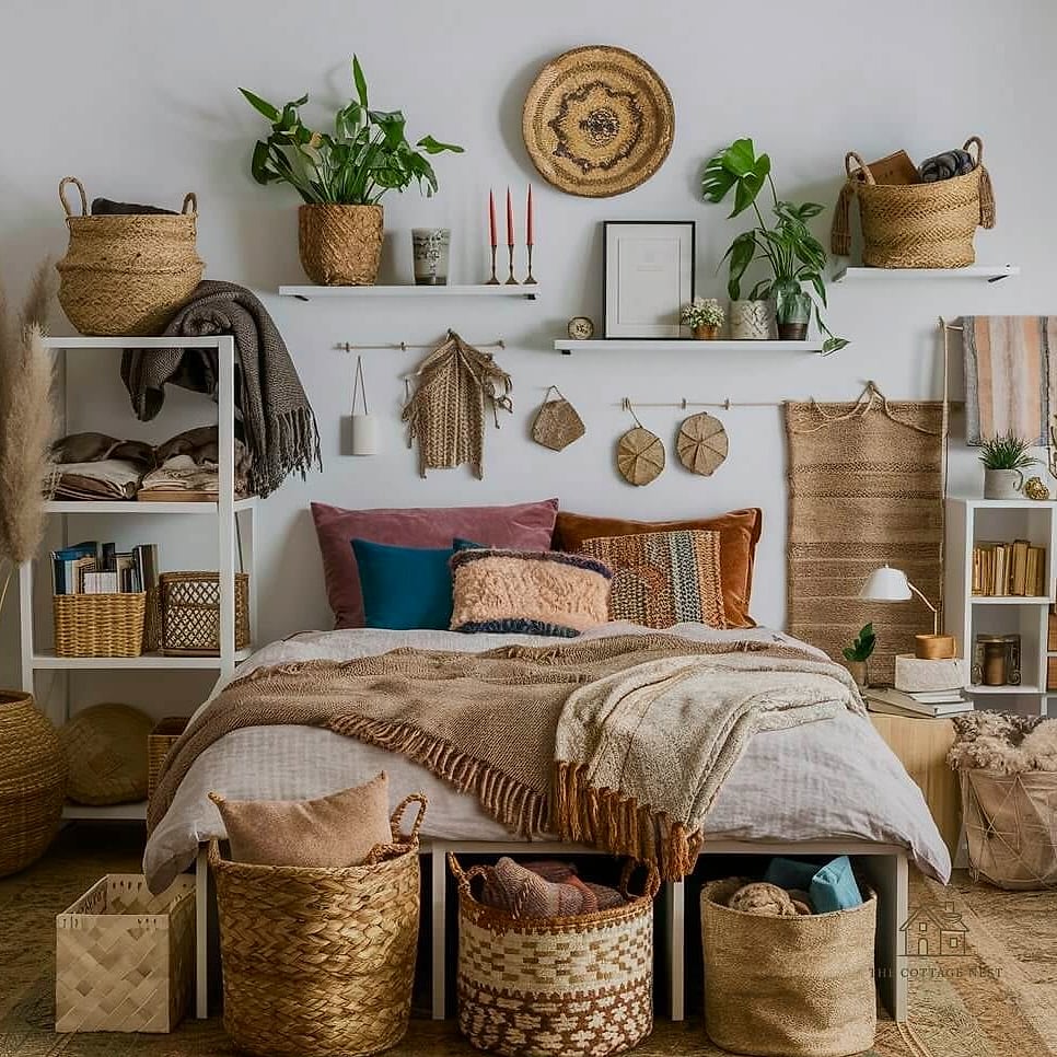 45 Dreamy Boho Bedroom Ideas That Feel Like a Retreat 8 Style an Open Shelf with Curated Objects