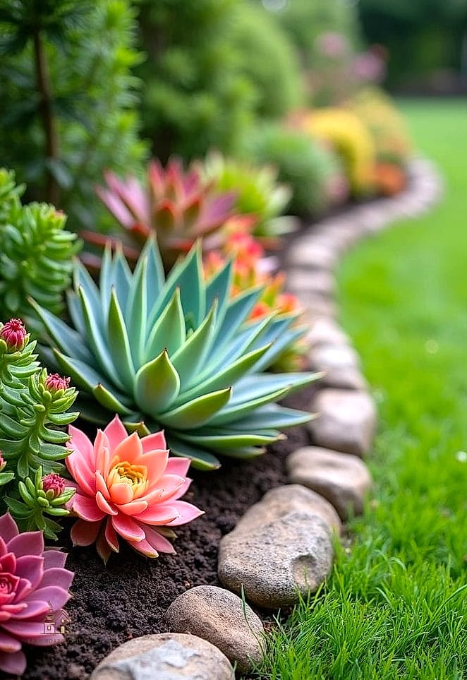 50 Beautiful Garden Border Ideas to Transform Your Space 26 Succulent Border