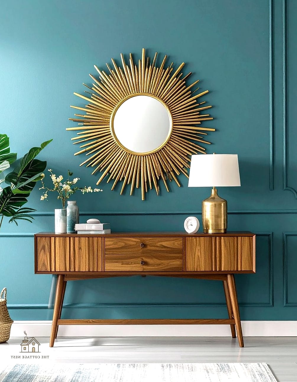45 Creative Entryway Mirror Ideas That Will Inspire You 8 Sunburst Mirror for a Bold Focal Point