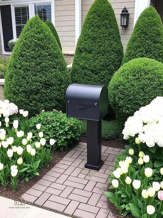 Symmetrical Boxwood and Annual Combo