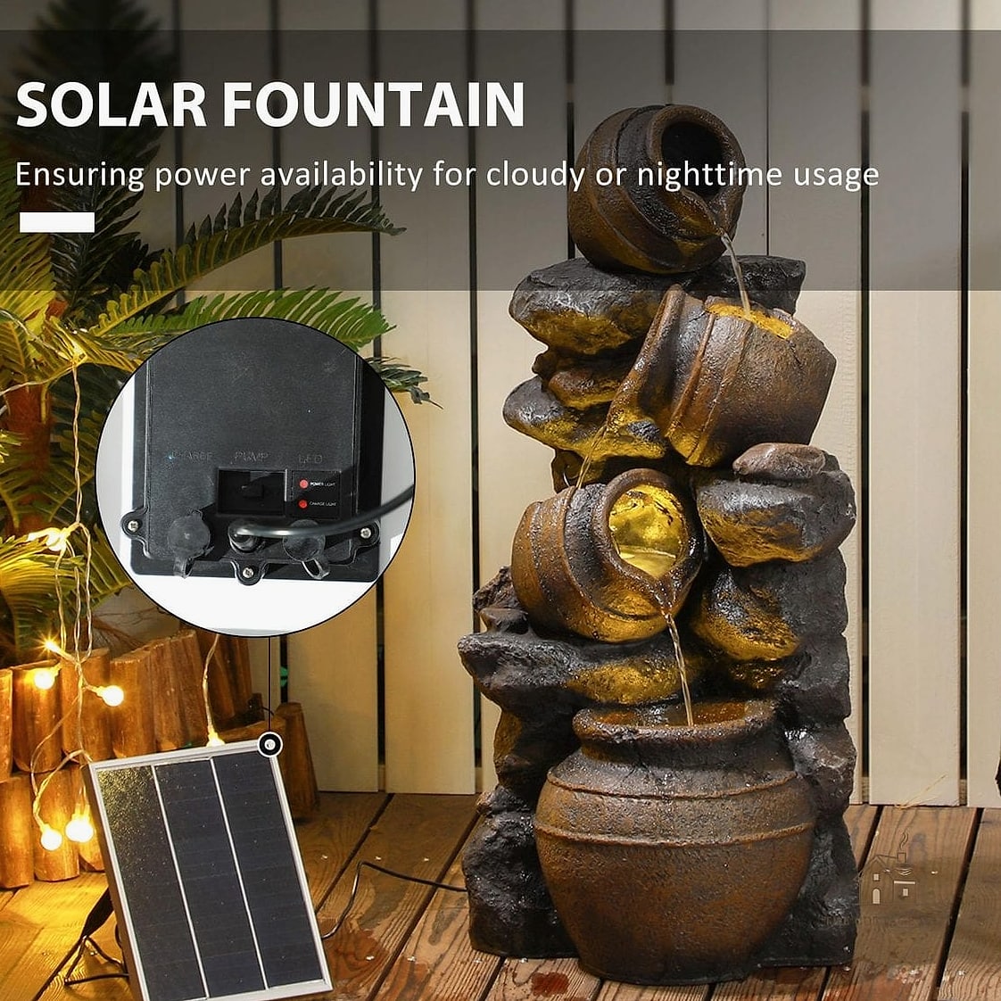 Tabletop Solar Fountain for Balconies