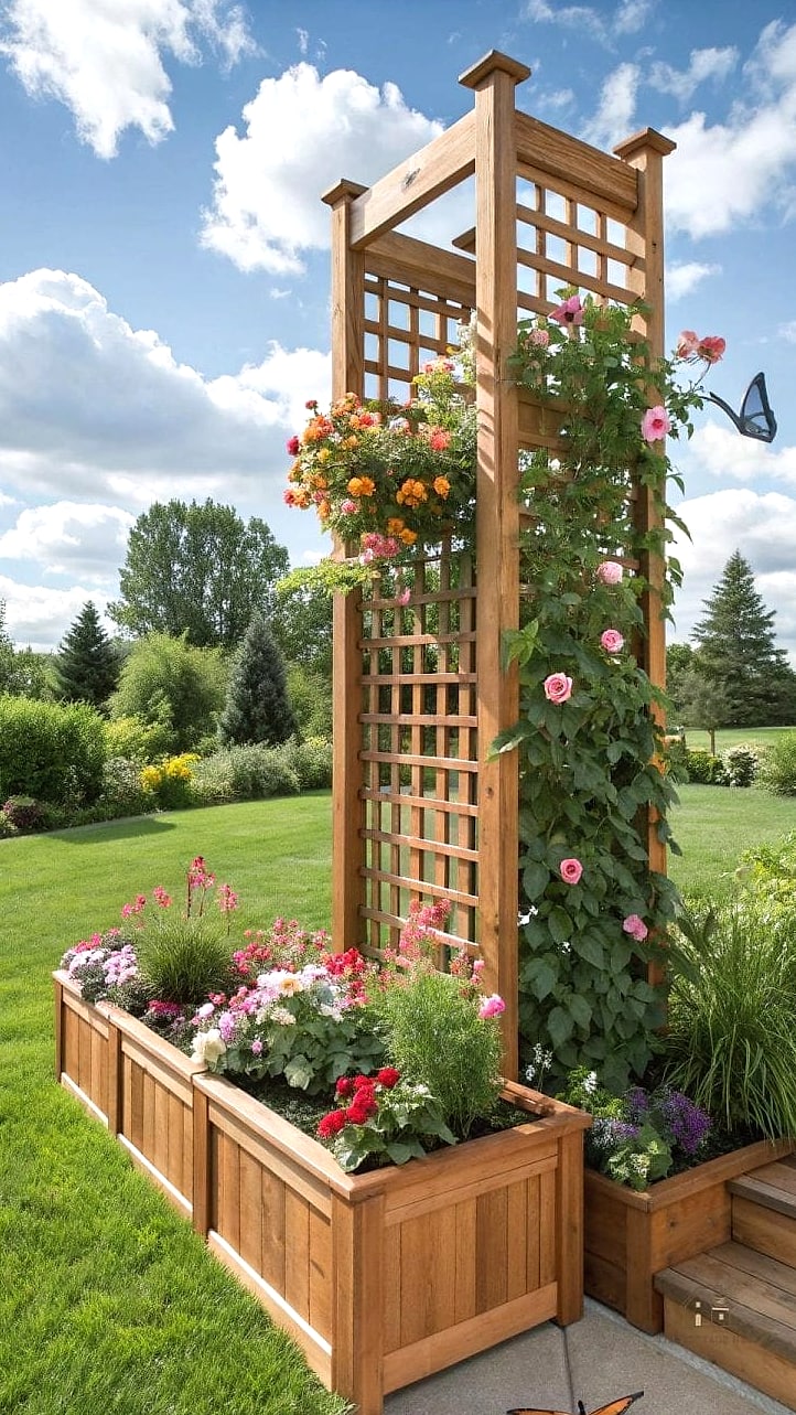 Tall Planters with Built-In Trellises